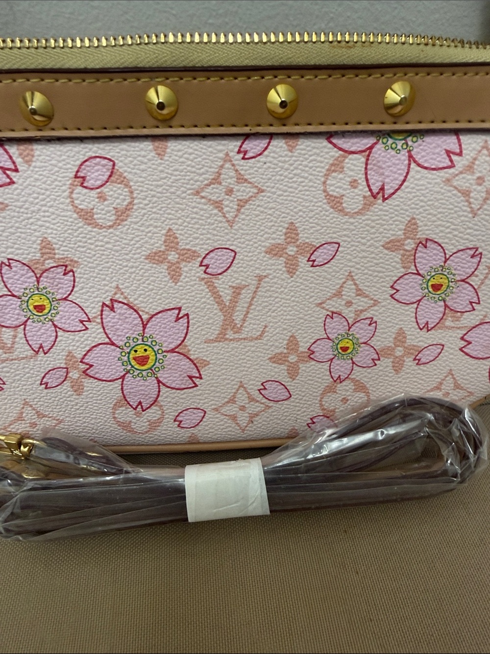 Louis Vuitton Pink Floral Mini Pochette with Tan Trim - Picture 14 of 14